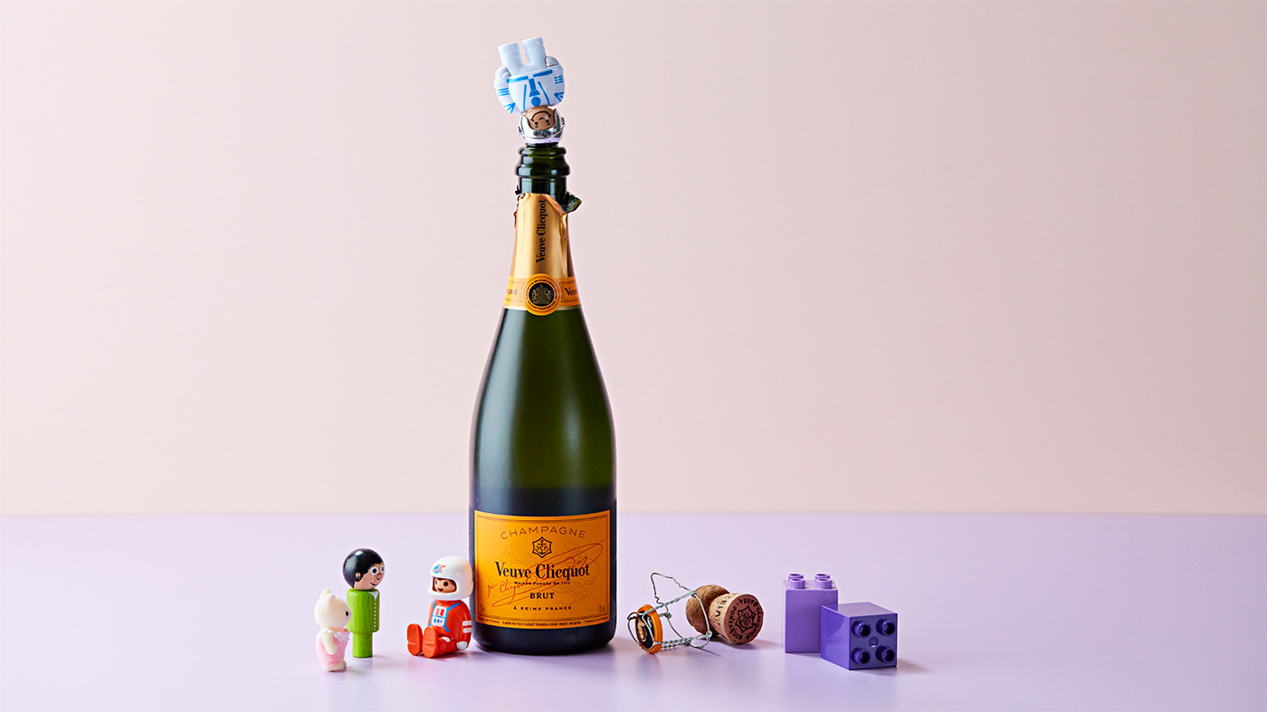 Brand photography champagne and toys 