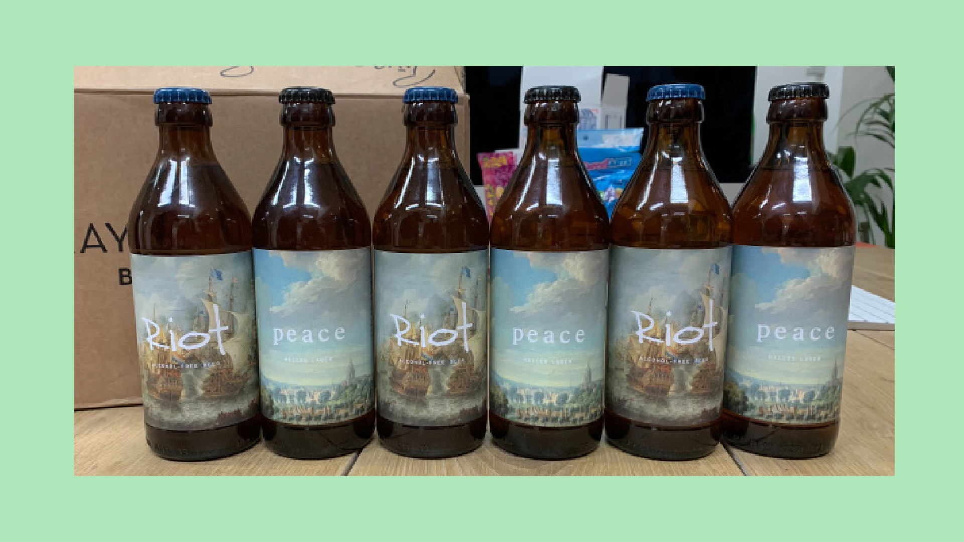 Image of the beer bottles with the labels on