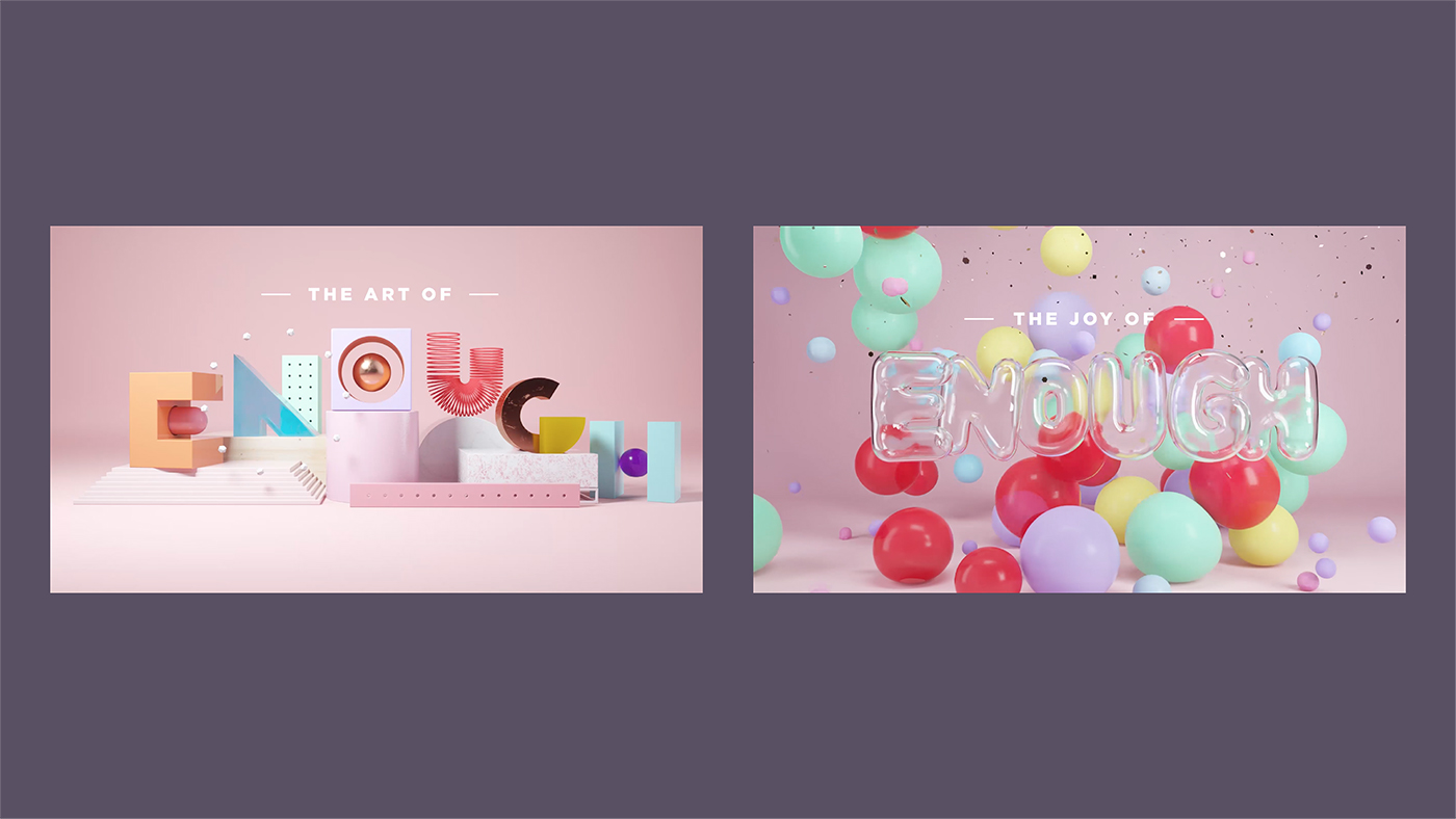 3D renders to show how Enough word could be a celebration